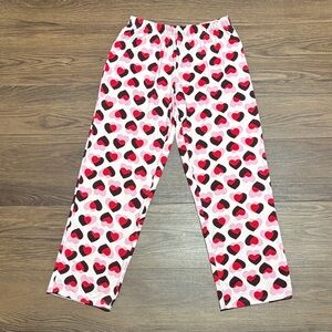 Kate Spade Heart Print Pajama Pants Pink Red Black Size S Soft Cute